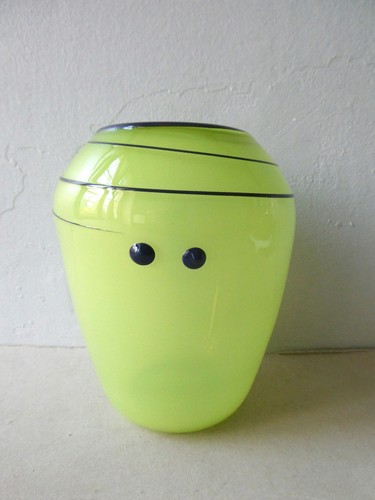 Vase verre soufflé signé - vase, soufflé,
