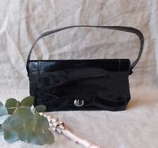 ANCIEN PETIT SAC A MAIN POCHETTE VERNI NOIR VINTAGE SABINE ANNEE 50 sac baguette