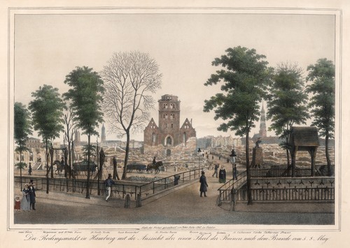 Hamburg rödingsmarkt feu 1842 - rödingsmarkt,