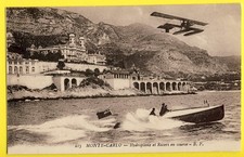 cpa MONACO MONTE CARLO HYDROPLANE et RACERS ANGLAIS en COURSE MOTORSPORT BOOT