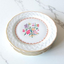 Limoges Bernardaud 5 assiettes plates porcelaine modèle Liliane pour Christofle