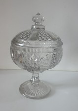Coupe Drageoir sur pied en verre moulé bullé ancienne collection deco Fête