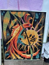 rare canevas vintage annees 60/70 oiseaux de feu no lurcat , Picard Ledoux