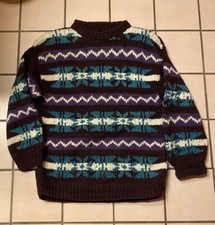 Diversified Imports 100% Wool Heavy Fisherman Sweater Hand Knit in Ecuador M/L