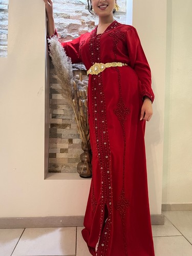 Luxury red moroccan kaftan - red, –