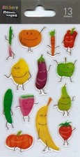 Stickers époxy  Fruits émoticônes planche 14 cm x 7 cm autocollants scrapbooking