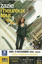 RARE / FLYER - ZAZIE : EN CONCERT LIVE A LIMOGES ( FRANCE ) 2016 / MINI AFFICHE