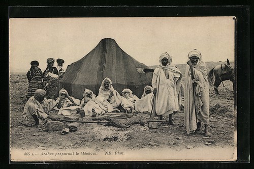 Arabes préparant méchoui - arabes,
