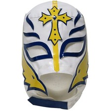 Masque de lutte Rey Mysterio Lucha Libre Pro Mask blanc bleu jaune Mysterio Mas