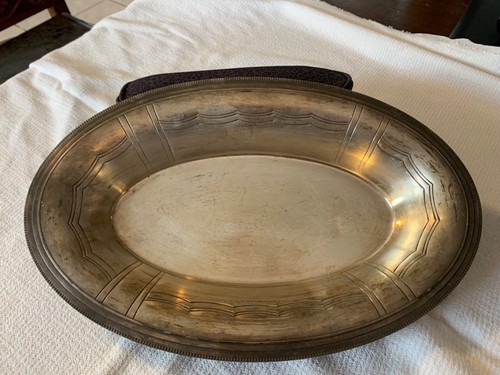 Plat ovale métal argenté