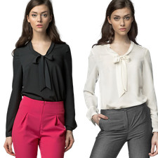 Blouse femme Haut manches longues Nife B56 - noir ou écru tailles 34 36 38 40 42