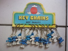 PEYO / LES SCHTROUMPFS / CARTON PRESENTOIR 12 PORTE CLE / KEY CHAINS / HONG KONG