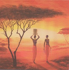 Lot de 4 Serviettes en papier Afrique Femmes Decoupage Collage Decopatch