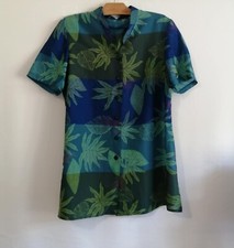Blouse chemisier bleu et verte