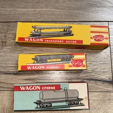 Lot De 3 Boite "GéGé" de train électrique wagon transport autos HO SNCF vintage