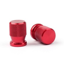 2X Antivol Cnc Bouchons De Valves De Roues Rouge Pour Motos Autos Cyclos Vélo E3