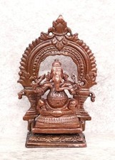 Handmade Cuivre Hindou Dieu Lord Ganesha Avec Prabhavalli Statue Figurine Idol