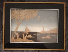 tableau sculpture en liège vintage