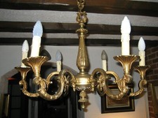 Ancien grand LUSTRE Bronze  6 branches  diamètre 55cms 