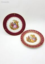 2 Assiette PORCELAINE DE LIMOGES M. CHAUFRIASSE Décor romantique Diamètre: 22 cm