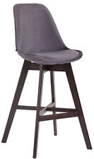 Tabouret de Bar Cannes en Velours avec Piètement Et Repose-pieds en Bois Dossier