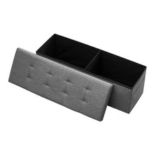 VEVOR Banc de rangement pliable coffre bout de lit en lin charge 299,37 kg gris