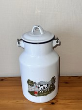Ancien Pot À Lait, Bidon Tôle émaillée vache déco chalet Savoie french antique