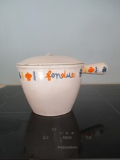 LE CREUSET POELON A FONDUE FONTE EMAILLEE COUVERCLE GRIS """"