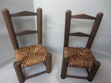 Mobilier de poupée :  2 petites chaises vintage en bois compatible corolle 20 cm