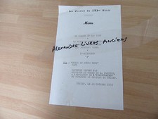 MENU RESTAURANT LES ECURIES DU XVI EME SIECLE THOIRY 1969