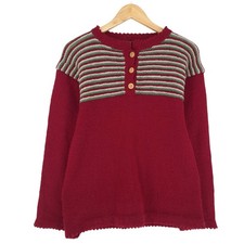 Pull Nordique Femme Rouge Fair Isle En Laine Taille S