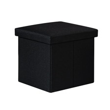 Pouf avec Rangement, Pouf Cube Pliable, Coffre Rangement en Tissu Lin, Repose...