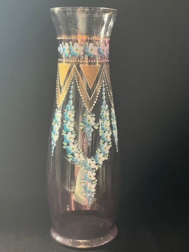 Vase verre emaille doré - verre,