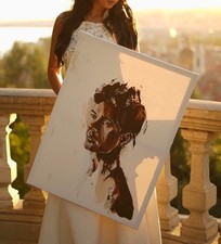 TABLEAU PEINTURE TOILE PORTRAIT ABSTRAIT MODERNE DÉCORATION INTÉRIEUR