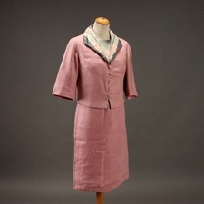 Costume Guy Laroche Vintage Lin Soie Taille M France Années 1960 Original