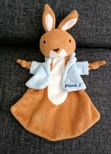 1630🌟🐰Doudou Soft Picot 2 Lapin Marron beige Bleu