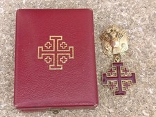 Ancien Coffret Vatican Ordre du Saint Sépulcre 22,5 g Métal Doré Émaillé 