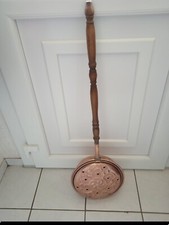 Bassinoire ou chauffe lit Cuivre Rouge ancienne Manche en Bois
