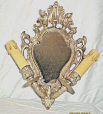 Ancienne applique murale  en Bronze  style Louis xv Rocaille avec miroir -BE