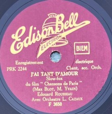 Edouard Rousseau : La chanson de Paris DISQUE 78 tours rpm EDISON BELL F3650 EX+