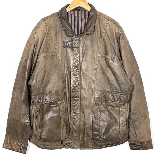 Blouson cuir patiné marron - cuir,