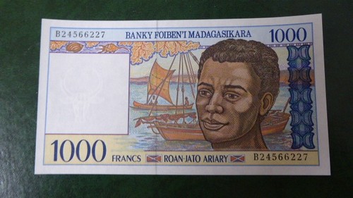 Billet 1000 francs madagascar - billet,