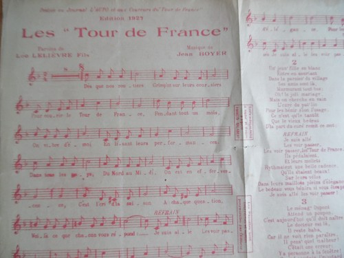 Cyclisme velo chanson les - ,