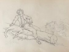 Repos sur le tronc d'arbre  crayon anonyme vers 1875 