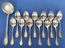 12 Cuillères à soupe  20.5cm + 1 louche orfèvre Ercuis modèl Sully métal argenté