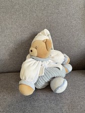 DOUDOU PATAPOUF OURS KALOO  BLEU BLANC ENDORMI MAINS AIMANTÉES 30 CM RANGE PYJAM