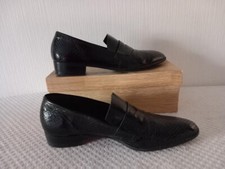 Mocassins cuir vernis noir P/38 "Rose Tango" Made Italy"