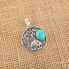 Pendentif En Gemme Turquoise