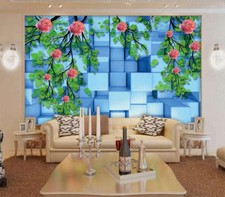 La fleur bleue rose 3D Plein