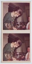 Jeune femme profil - 2 photos vintage snapshot c. 1970